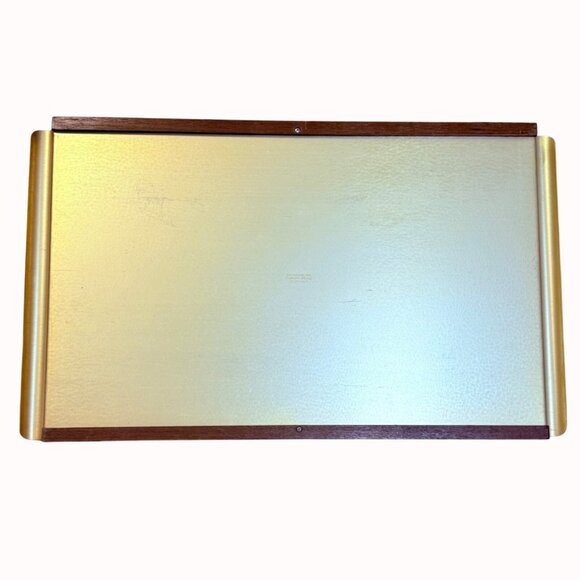 West Bend Large Serving Tray MCM Aluminum Textured VTG Sleek Gold Tone Retro - Picture 1 of 16